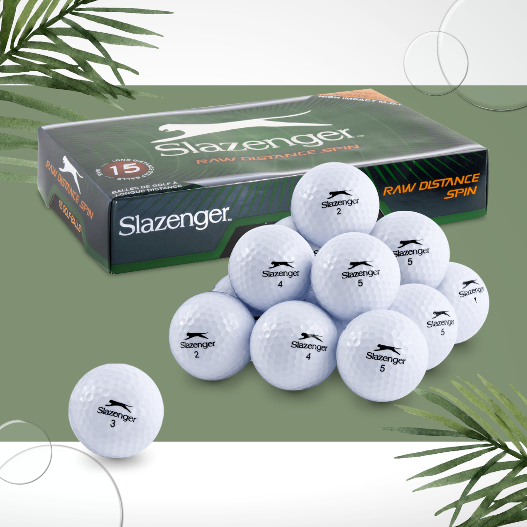 Slazenger Raw Distance Spin Golf Balls - 15 Pack: Enhanced Performance, Superior Distance